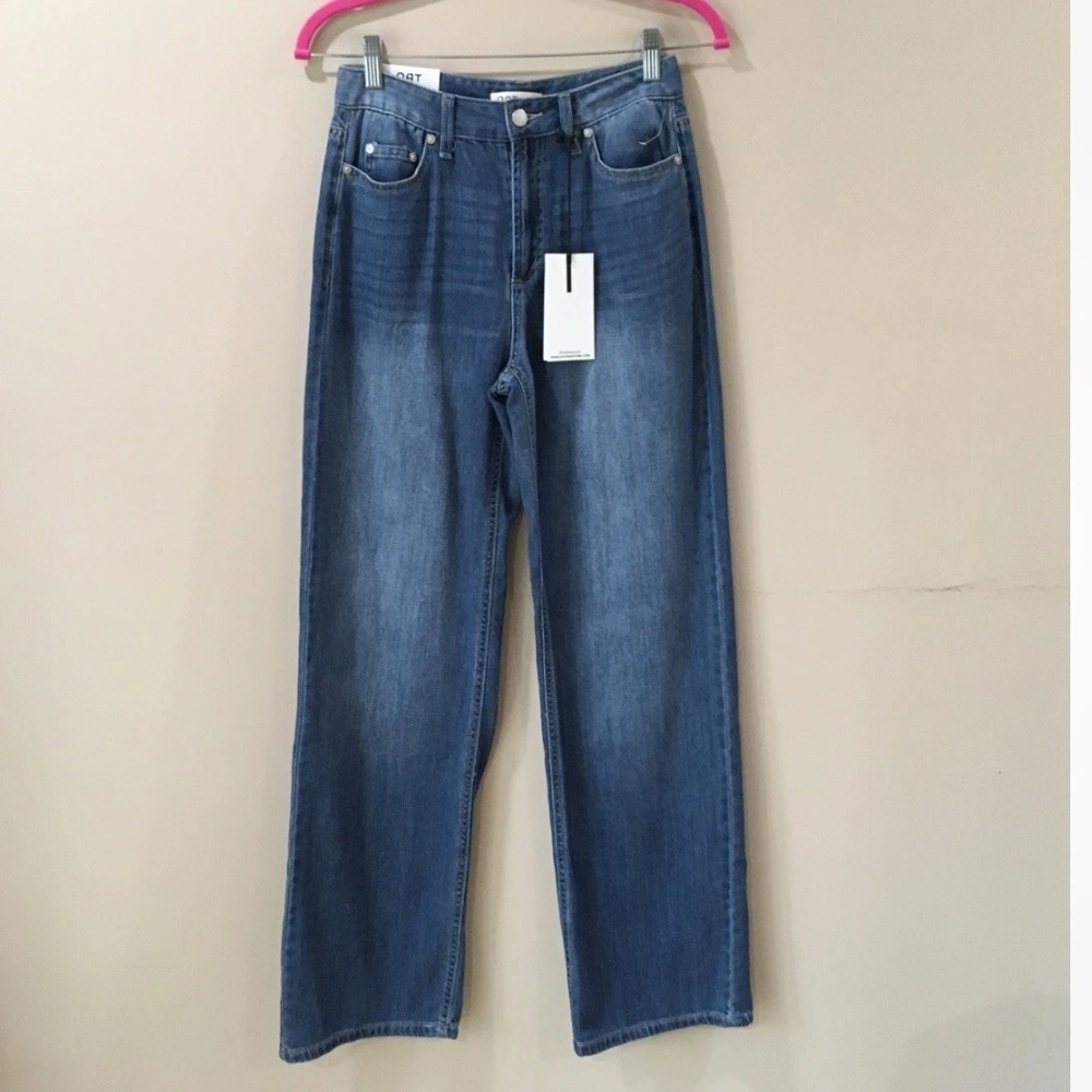 OAT New York Jeans Cloud Luxe Denim Blue Indigo Wide Leg Coastal Womens 2/26 NWT